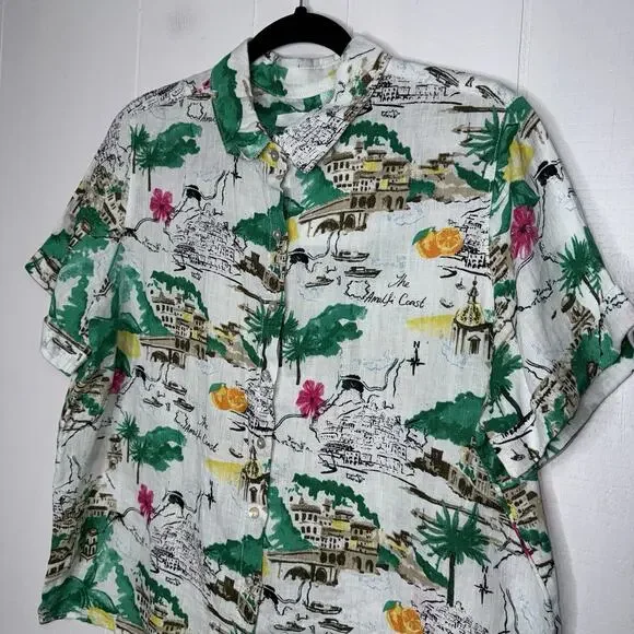 Cynthia Rowley Women’s 100% Linen Amalfi Coast Top Button Up Size L NWT - Picture 3 of 4